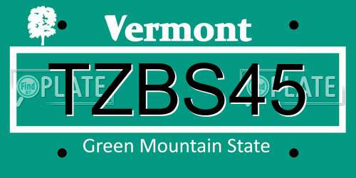 TZBS45 Vermont License Plate
