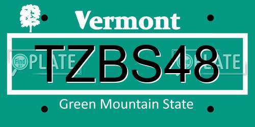 TZBS48 Vermont License Plate