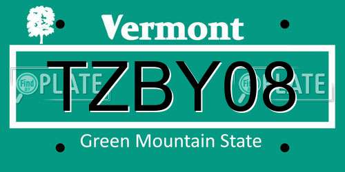 TZBY08 Vermont License Plate
