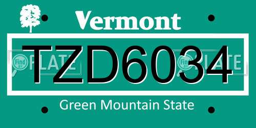 TZD6034 Vermont License Plate