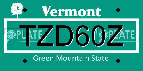 TZD60Z Vermont License Plate