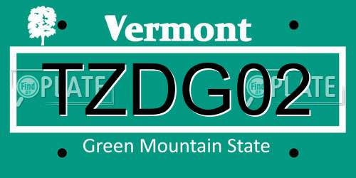 TZDG02 Vermont License Plate