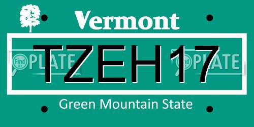TZEH17 Vermont License Plate