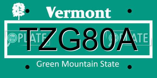 TZG80A Vermont License Plate