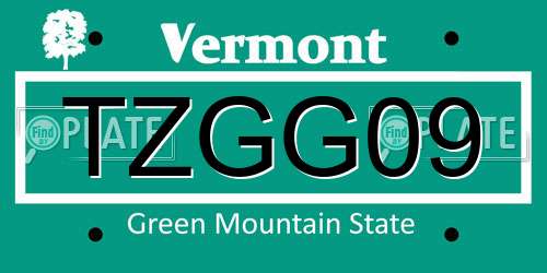 TZGG09 Vermont License Plate