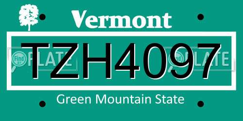 TZH4097 Vermont License Plate