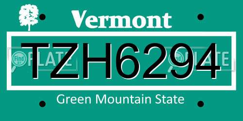 TZH6294 Vermont License Plate