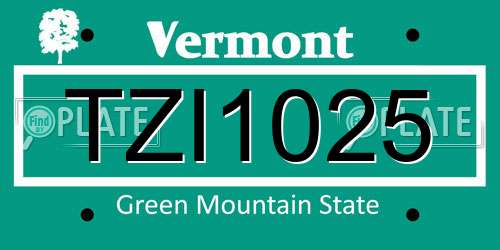 TZI1025 Vermont License Plate