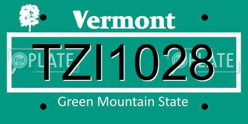 TZI1028 Vermont License Plate