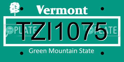 TZI1075 Vermont License Plate