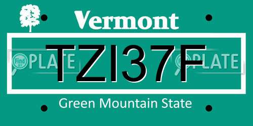 TZI37F Vermont License Plate