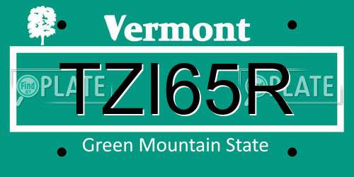 TZI65R Vermont License Plate