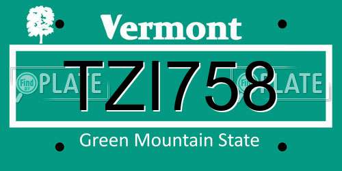 TZI758 Vermont License Plate