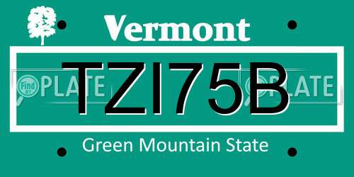 TZI75B Vermont License Plate