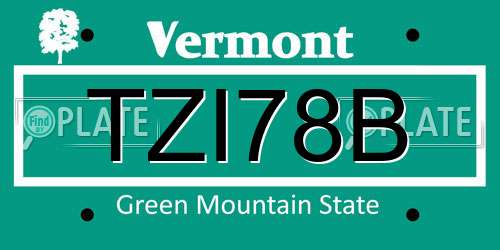TZI78B Vermont License Plate