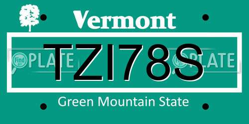 TZI78S Vermont License Plate