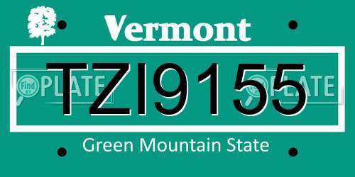 TZI9155 Vermont License Plate