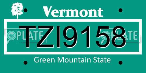 TZI9158 Vermont License Plate