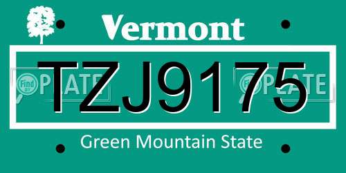 TZJ9175 Vermont License Plate