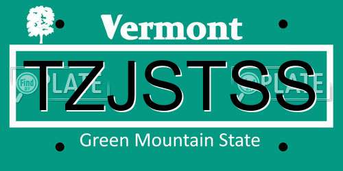 TZJSTSS Vermont License Plate