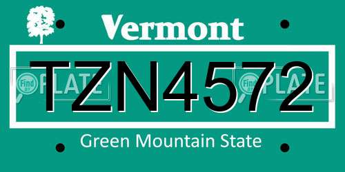 TZN4572 Vermont License Plate