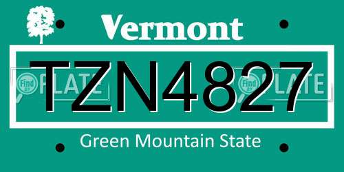 TZN4827 Vermont License Plate