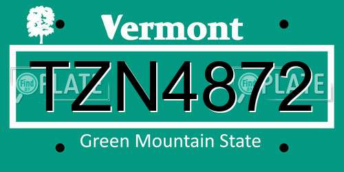 TZN4872 Vermont License Plate