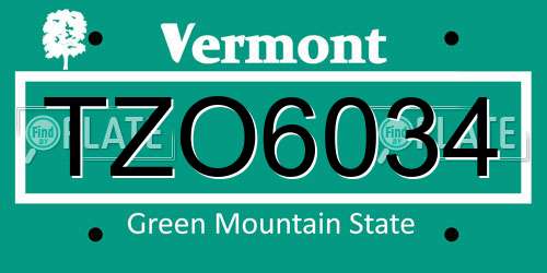 TZO6034 Vermont License Plate
