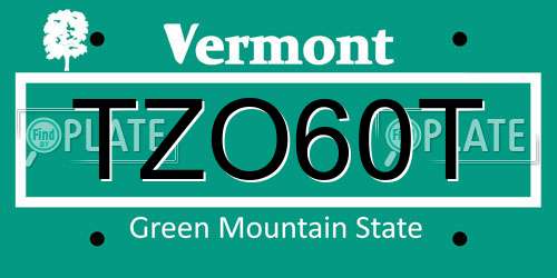 TZO60T Vermont License Plate