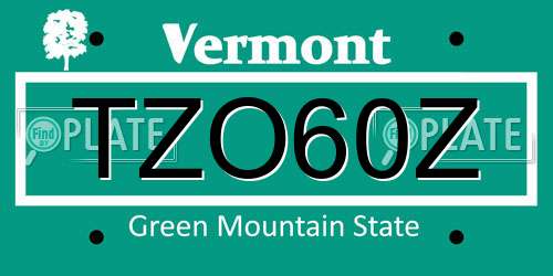 TZO60Z Vermont License Plate