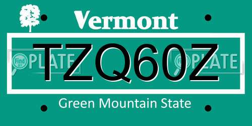 TZQ60Z Vermont License Plate