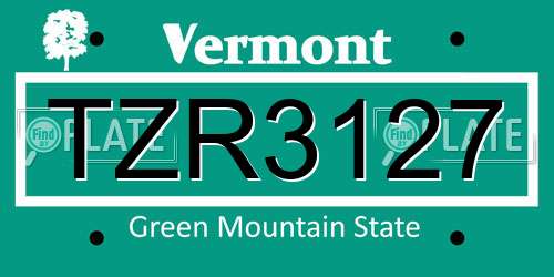 TZR3127 Vermont License Plate