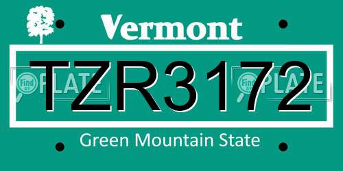 TZR3172 Vermont License Plate