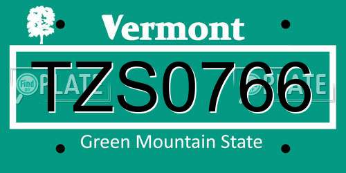 TZS0766 Vermont License Plate