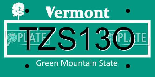 TZS13O Vermont License Plate