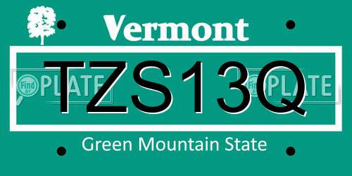 TZS13Q Vermont License Plate