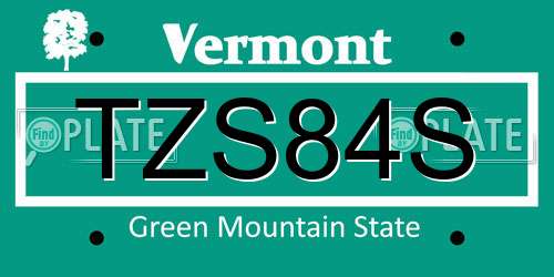 TZS84S Vermont License Plate