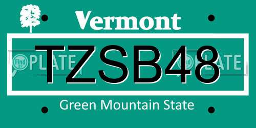 TZSB48 Vermont License Plate