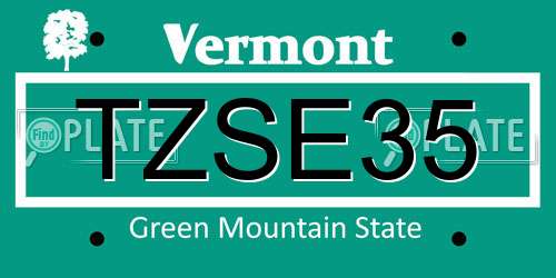 TZSE35 Vermont License Plate