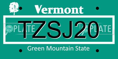 TZSJ20 Vermont License Plate