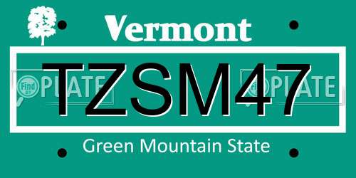 TZSM47 Vermont License Plate