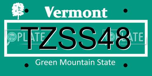 TZSS48 Vermont License Plate