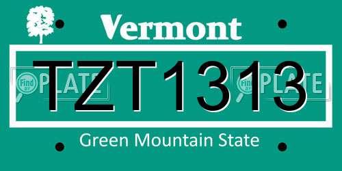 TZT1313 Vermont License Plate