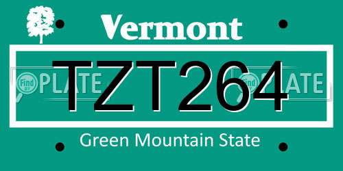 TZT264 Vermont License Plate