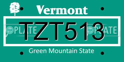 TZT513 Vermont License Plate