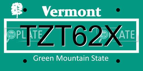 TZT62X Vermont License Plate