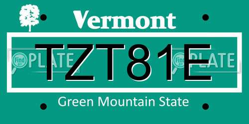 TZT81E Vermont License Plate