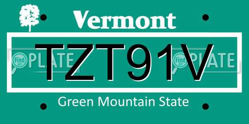 TZT91V Vermont License Plate