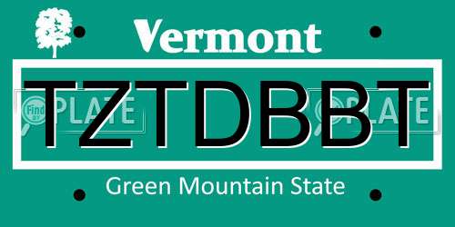 TZTDBBT Vermont License Plate