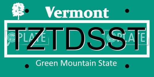TZTDSST Vermont License Plate